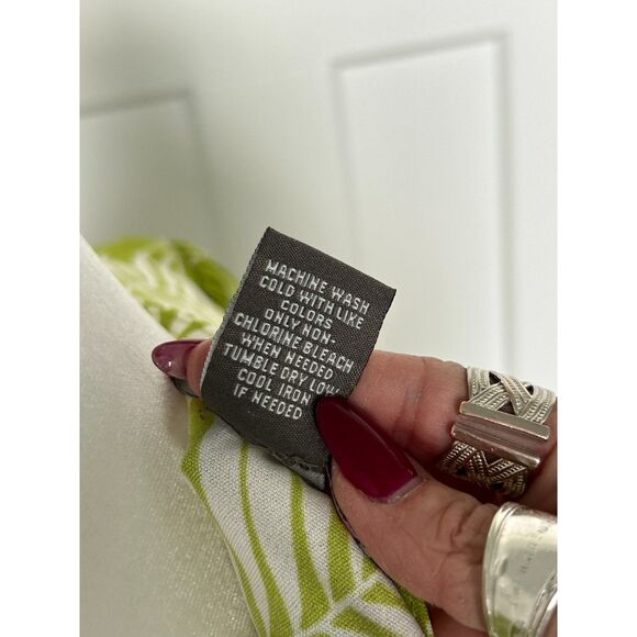 Olivia and Martin Tropical Palm Print Blouse, Size L, Green and White - Picture 3 of 5